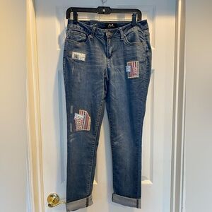 Earl Jeans Straight Leg Dark Blue Denim with Patch Details